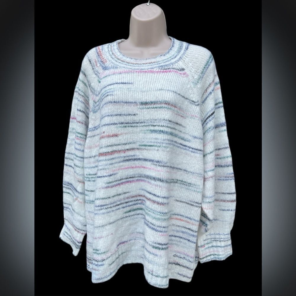 Old Navy Sweater Space Dye Long Sleeves Crew Neck Pullover Wool Blend Gray 3X